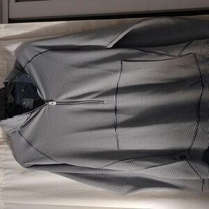 Kate Lord women's golf jacket pullover 3/4 zip. Navy/white stripped. Large